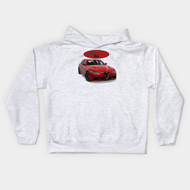 ALFA ROMEO Giulia Rosso Kids Hoodie by PjesusArt